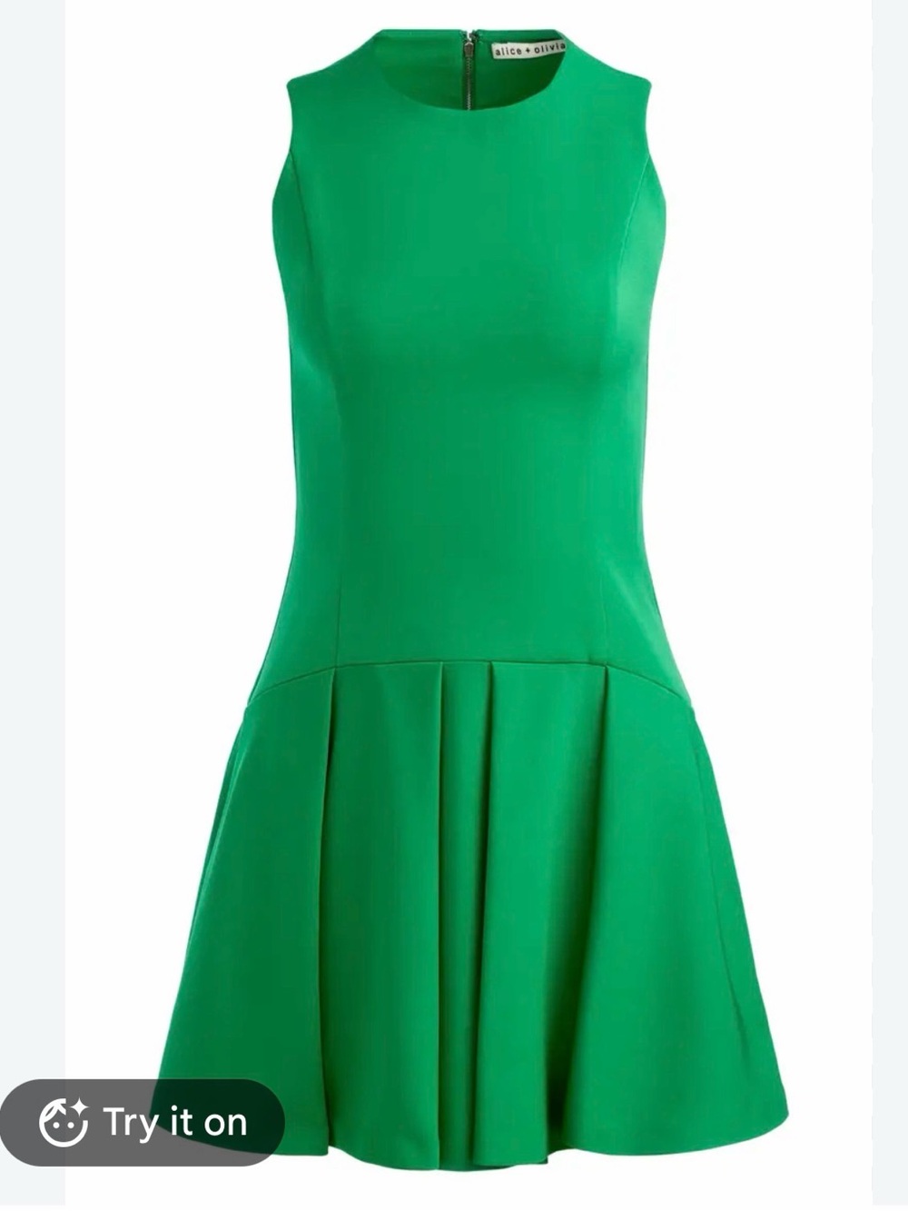 Alice + Olivia Vibrant Green Sleeveless Fit-and-Flare Dress